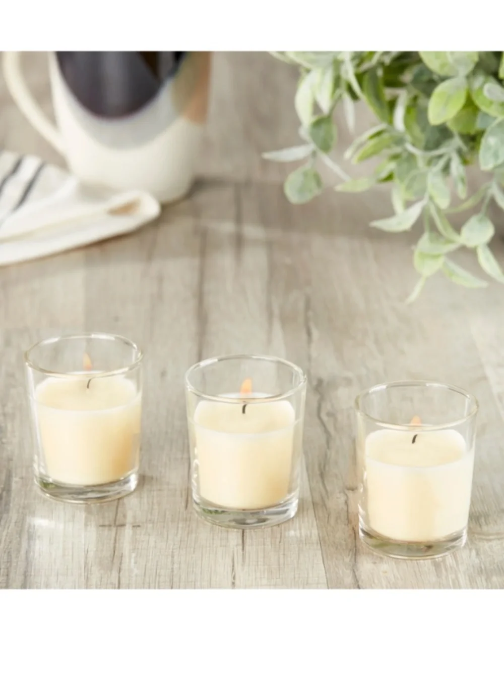 7 Unscented Votive Glass Candles